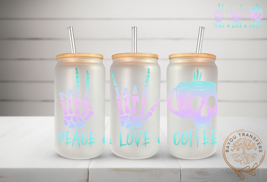 Peace Love Coffee - 16OZ UV DTF Cup Wrap